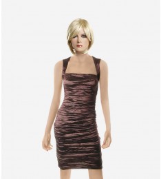 Red Wine Ruched Cocktail Dress